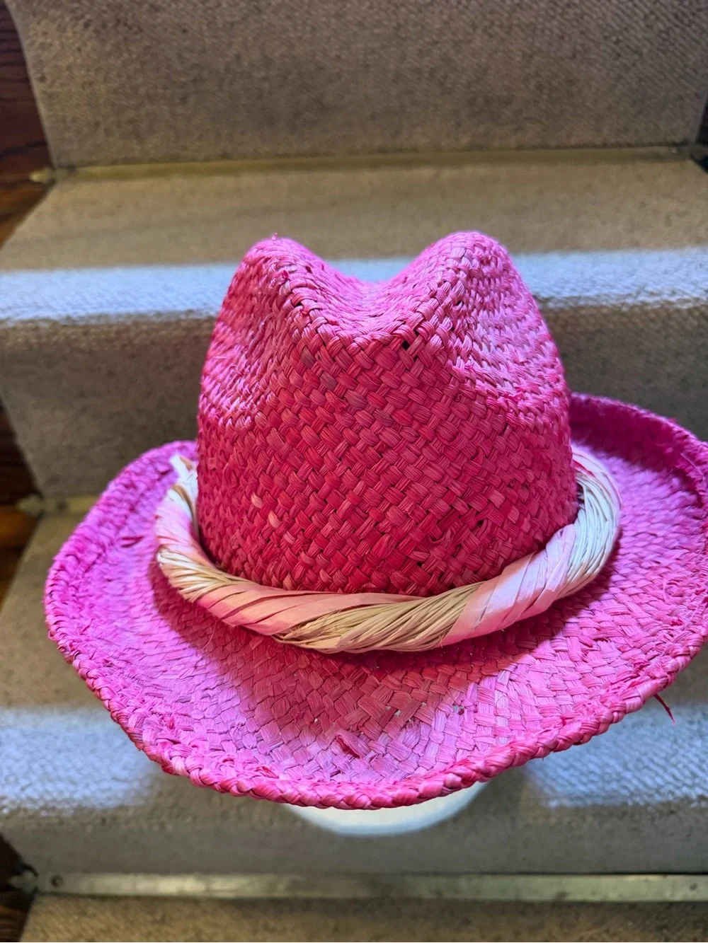 Betmar Women's Pink Straw Cowboy Style Sun Hat